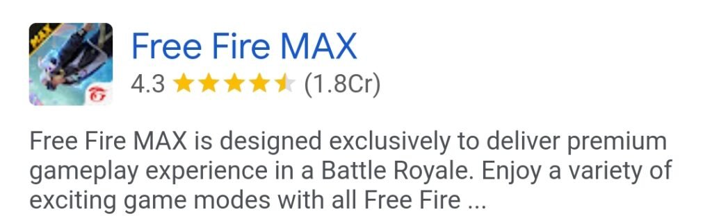 Free Fire Max Game Rating