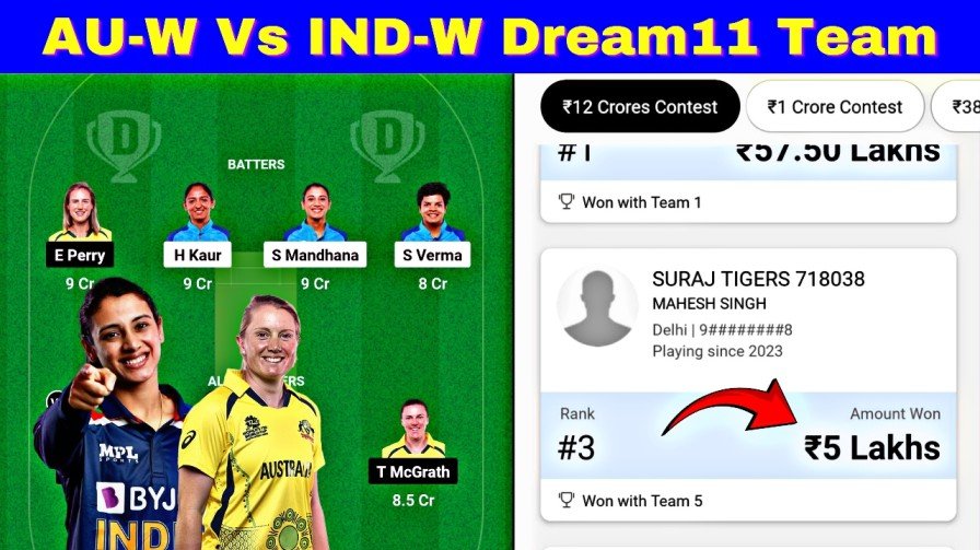 AU-W Vs IND-W Dream11 Prediction Hindi